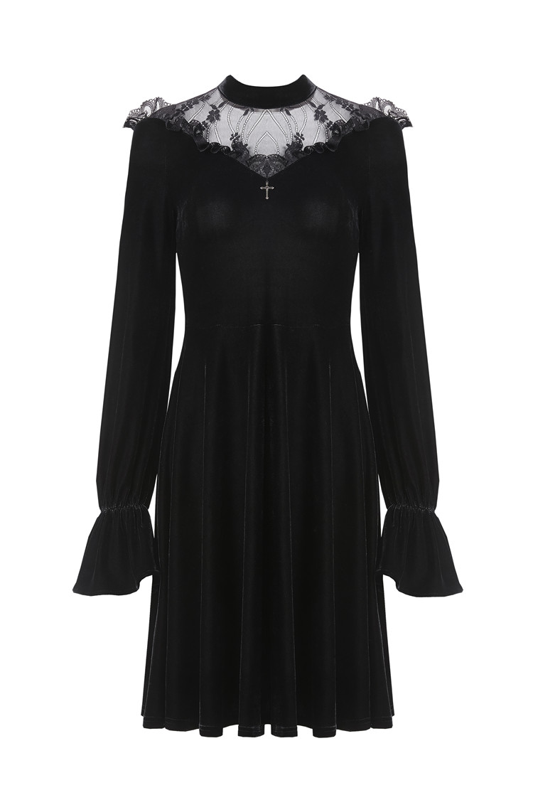 Robe Gothique En Velours Noir Dark In Love Orn E De Dentelle