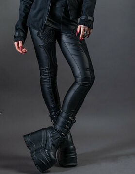 Leggings PUNK RAVE look cuir 'nuit noire'