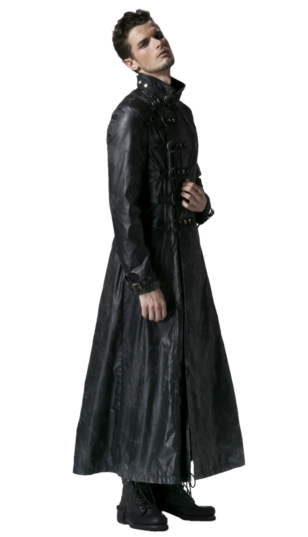 long manteau cuir noir