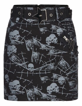 Mini jupe PUNK RAVE 'goth skulls'