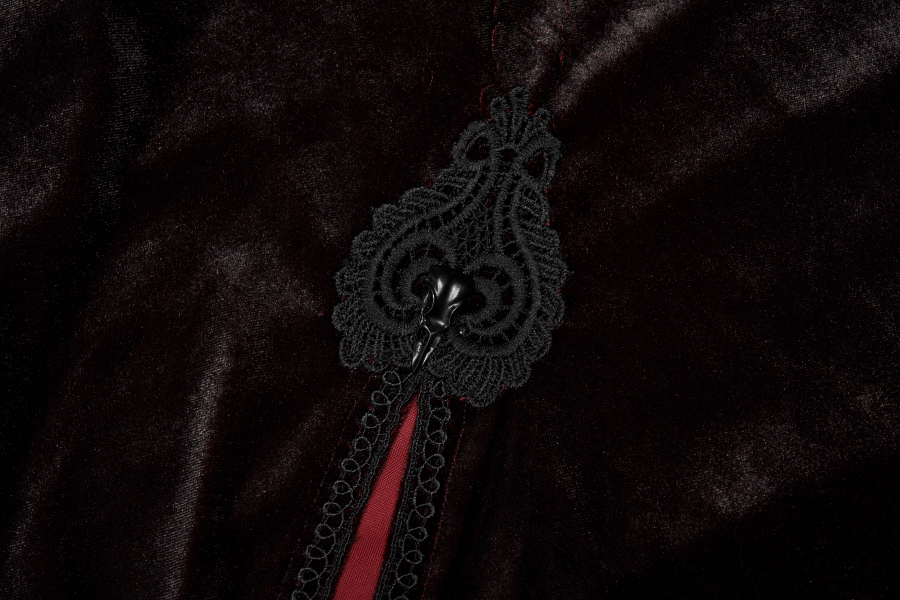 Longue cape gothique femme PUNK RAVE en velours noir wy1423