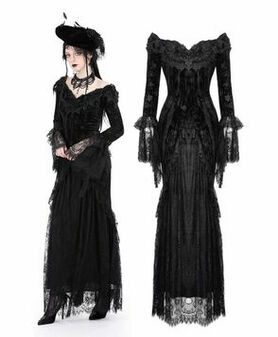 Longue robe gothique DARK IN LOVE 'Black Roses'
