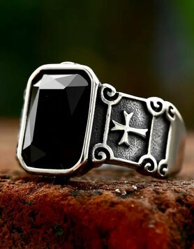 Bague chevalier noire