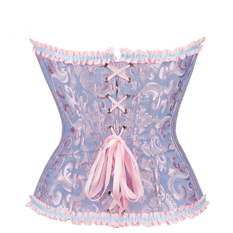 corset gothique blanc en tissu brocarde avec baleines de maintien