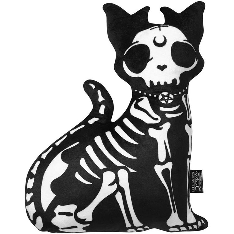 Coussin Gothique Killstar En Forme De Chat Noir Squelette Azrael