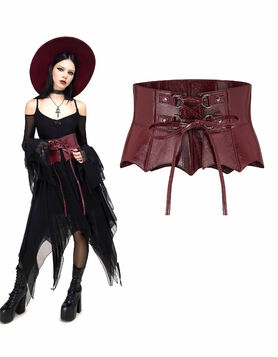 Serre-taille bordeaux KILLSTAR 'Bat Peplum'